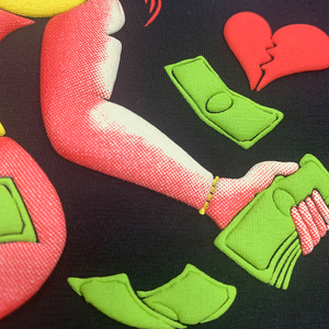 Moda 100% algodón negro señoras verano estilo Casual calle desgaste Puff impreso Copped camiseta personalizada seda estampado liso teñido - Product Image 6