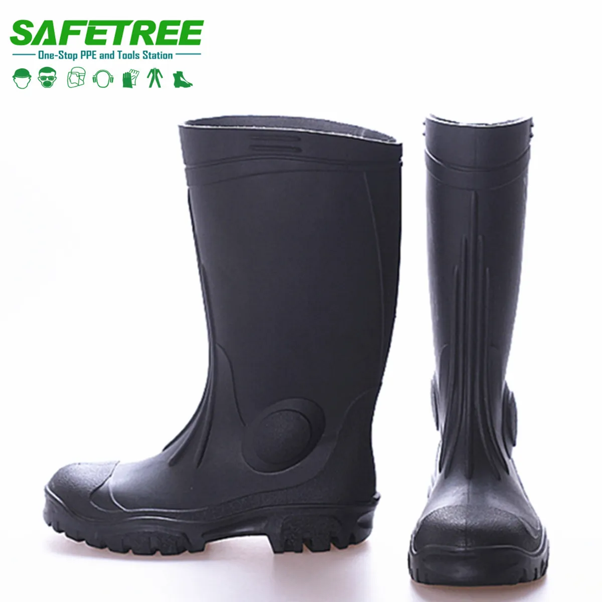 Botas de goma impermeables de PVC con punta de acero, calzado de seguridad resistente al agua