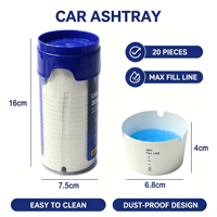 Cendrier de voiture portable en gros, jetable, sans fumée, anti-odeur, avec gel absorbant bleu