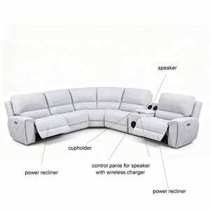 Divano componibile a L in tessuto, moderno, reclinabile, con altoparlante, lussuoso, per <span class=keywords><strong>soggiorno</strong></span> - Product Image 6