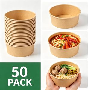 Jiehui Suministro Directo, Tapas de Papel Kraft Desechables con Logotipo Personalizado, Recipientes para Alimentos a Prueba de Fugas, Platos y Tazones - Product Image 3