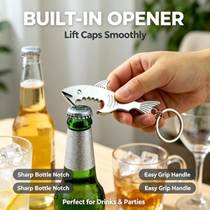 Llavero Abridor de Botellas con Forma de Tiburón, de Aleación de Zinc, Herramienta Abridora de <span class=keywords><strong>Cerveza</strong></span> para Bar, Fiesta, Recuerdo de Boda, Venta al por Mayor, Regalo - Product Image 2