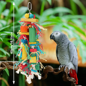 Jouet suspendu multicolore pour oiseaux de compagnie, perroquets, grands et moyens, avec blocs en bois à mâcher, balançoire colorée, vente chaude - Product Image 4
