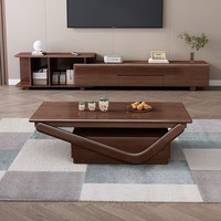 Table basse en bois massif de noyer avec pieds en V courbés, meuble de rangement, style moderne minimaliste, table de salon, table à thé durable
