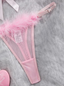 Nouvel ensemble de lingerie intime sexy en peluche pour la Saint-Valentin, deux pièces, soutien-gorge et culotte transparents, pour femme - Product Image 6