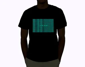 कंपनी लोगो प्रकाश अप ईएल पैनल टी शर्ट ध्वनि सक्रिय चमकती ईएल पैनल टी शर्ट का नेतृत्व किया