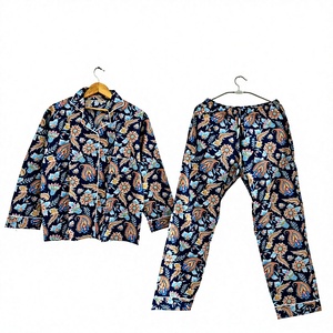 Conjunto de Pijama de Manga Larga con Estampado Floral para Hombre, 100% Algodón Satinado, Ropa de Dormir Informal para Primavera, Patrón Tejido, Regalo para Ella - Product Image 1
