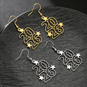 2026 Christmas Stud <b>Earrings</b> Stainless Steel Star Shape Party Fashion Drop <b>Earrings</b> - Product Image 1