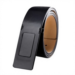 Nuevo Cinturón Casual de Cuero Vacuno Negro Marrón con Hebilla de Aleación Plateada de Cierre Automático, Estilo Simple para Hombre - Product Image 2