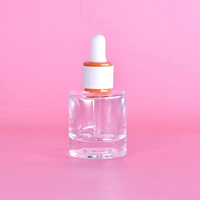 Vente en gros de flacons en verre transparent de 30 ml pour soins de la peau, imprimés en sérigraphie, flacons compte-gouttes ronds pour sérum et huile essentielle