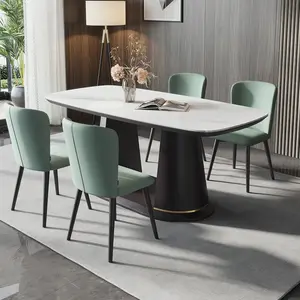 127608 Qaunu mobília da sala de jantar elegante mesa de jantar e cadeira de um conjunto para 4