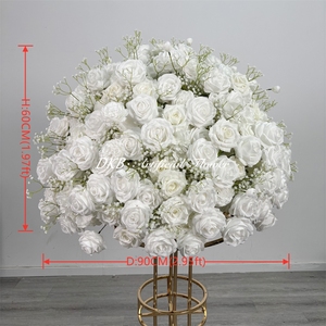 Jarrón Decorativo con Rosas Artificiales de Seda, Centro de Mesa Blanco para Bodas, Exhibición Realista de Alta Simulación - Product Image 3