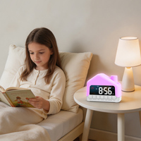 Lampe de chevet pour enfants, lampe de table de chevet, horloge numérique LED mignonne pour enfants avec réveil et lumière d'ambiance RGB