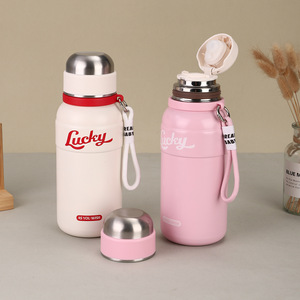 Lucky Insulated Water <b>Bottle</b> 304 Stainless Steel 500Ml Portable Travel <b>Thermos</b> With Handle - Product Image 2