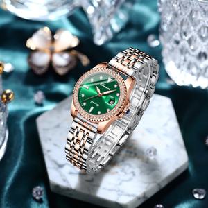 Montre à quartz en verre pour femme CHENXI personnalisée, mode business, petite montre verte, étanche 3BAR, bracelet en cuir, boîtier en acier inoxydable, alliage - Product Image 4