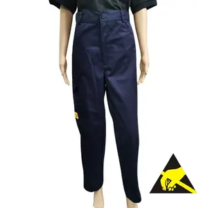 ALLESD Dark Blue 67%Polyester 31%Cotton+2%Carbon Fiber ESD Antistatic Fabric Pants Anti Static Long Pant