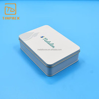 Caja de lata de Metal Rectangular al por mayor de fábrica con tapa con bisagras, lata de embalaje de hojalata vacía para galletas, dulces, juguetes, caja de regalo