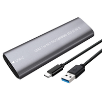 Casing SSD M.2 2IN1 USB3.1 10Gbps Tipe-C, Enclosure NVMe SATA NGFF Cocok untuk Solid State Drive 2230-2280 M/B&M Key