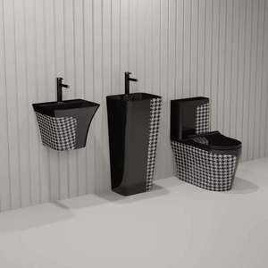 Inodoro de Piso Integrado de Cerámica con Diseño en Forma de S, Colorido, Montado en la Pared, con Doble Descarga y Antiolor, Personalizado, con Lavabo - Product Image 4