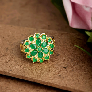 Anello Floreale Bicolore per Donne con Accento Verde, Gioielli di Moda Creativi all'Ingrosso - Product Image 6