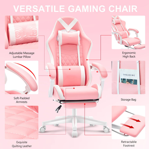 Alta calidad Pink Game Economy Player Cute Girls White <span class=keywords><strong>Scorpion</strong></span> Racing Gaming Gamer Silla giratoria con reposapiés para niños - Product Image 4