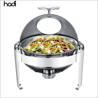 HADI prix d'usine grand couvercle en verre en acier inoxydable de luxe chauffe-plat or source d'alimentation en carburant pour réchauffer l'équipement de maintien