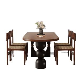 French Retro <b>Solid</b> <b>Wood</b> Oval Dining <b>Table</b> Black Antique Style Stable Dining Room Furniture - Product Image 5