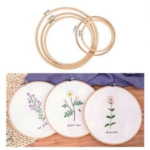 Embroidery Hoops Ring <b>Plastic</b> Cross Stitch Hoop Natural Bamboo Wreath Fan Stretch Crafts DIY Handmade Bamboo Ring - Product Image 4