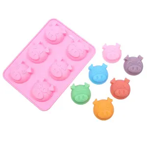 6 Cavity 3D Animal Pig Shape Baking Moon Cake Silicone Mould Piggy Soap Mold