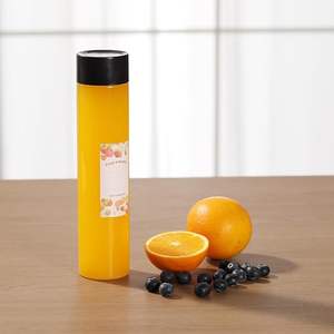 Bouteilles avec couvercles, bouteille à boisson ronde vide, réutilisable, adaptée à l'eau, au jus, au thé, au lait et autres boissons maison, transparente - Product Image 1