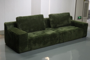 Sofá Modular de 3 Plazas en Corduroy Verde Oliva, Modelo A-29, para Sala de Estar de Apartamento - Product Image 2