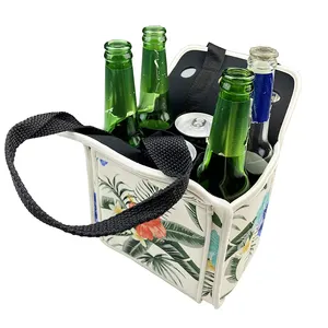 Insulated Neoprene Wine Carrier Tote 6 Pack Beer Water Can Bottle Holder Sublimation Cooler Bag Case for Travel