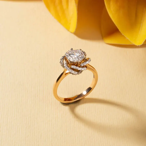 Anillo de Compromiso con Diamante Cultivado en Laboratorio de 1 Quilate, Corte Redondo, Oro de 14K, Anillo Solitario, Joyería Fina Nupcial, Elegante y de Lujo - Product Image 5