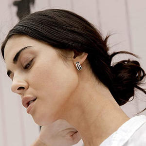 Pendientes de Aro Geométricos Modernos, Chapados en Oro de 18K, Aleación, Joyería de Moda Unisex E3456, Blanco Champán - Product Image 5