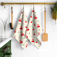 Cotton Kitchen Cleaning Tea Towels Flexible Multi Purpose Wiping Cloths With Loop for Counter Sink Dish Household Restaurant