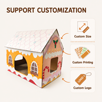 Griffoir pour chat en carton écologique de haute qualité, style maison de Noël classique, avec tapis à gratter et herbe à chat