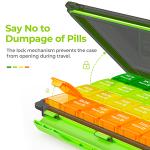 Organizador de pastillas mensual de viaje con cajas diarias extraíbles, 7 compartimentos, estuche portátil para medicamentos - Product Image 1