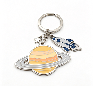 Custom Space Planet Keychain Metal Enamel Rocket Key <b>Ring</b> Gold Plated Soft Enamel Gift Accessory - Product Image 3