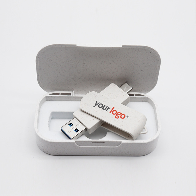 Twister 2.0 & 3.0 Wheat Straw 2 in 1 Usb Flash Drive Biodegradable Box for Promotional Business Office Gifts
