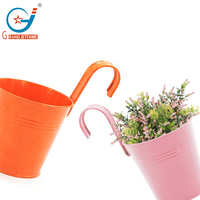 Ensemble de 10 pots de fleurs suspendus en métal colorés avec crochet pour la maison et le jardin