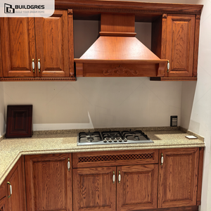 Buildgres Armoire <span class=keywords><strong>de</strong></span> cuisine pratique en forme <span class=keywords><strong>de</strong></span> L <span class=keywords><strong>avec</strong></span> évier/<span class=keywords><strong>plaque</strong></span> <span class=keywords><strong>de</strong></span> <span class=keywords><strong>cuisson</strong></span> au gaz/étagères <span class=keywords><strong>de</strong></span> rangement et niche d'exposition et comptoir en granit - Product Image 3