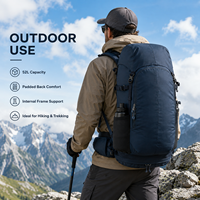 Sac de voyage imperméable 52L, dos rembourré personnalisé, multi-compartiments, sac à dos de randonnée pour le VTT