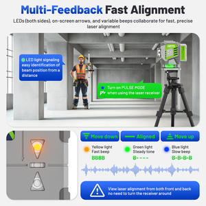 Receptor de <span class=keywords><strong>Nivel</strong></span> Láser <span class=keywords><strong>Huepar</strong></span> LR300, Apto para Líneas Rojas y Verdes, con <span class=keywords><strong>Nivel</strong></span> de Burbuja Dual y Modo de Precisión, 3 Niveles de Volumen - Product Image 4