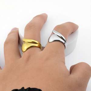 Popular Innovative Design Irregular Geometric Water Drop <b>Ring</b> Simple Style Unisex's Stainless Steel <b>Rings</b> Wholesale Jewelry - Product Image 1