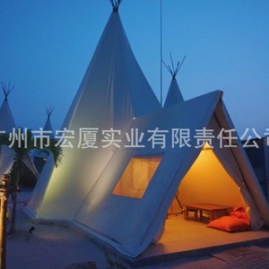 Tipi Tent <b>Canvas</b> Single Layer Quick Opening Steel <b>Frame</b> Summer Outdoor Wedding Party Use UV Resistance - Product Image 5