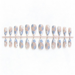 Faux ongles en amande style <span class=keywords><strong>français</strong></span>, personnalisés, professionnels, avec pétales colorés, emballage en boîte, colle pour doigts, vente en gros - Product Image 5