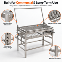 Barbecue au charbon de bois robuste pour l'extérieur, OEM ODM, en acier inoxydable, avec gril rotatif, pour les distributeurs et les grossistes