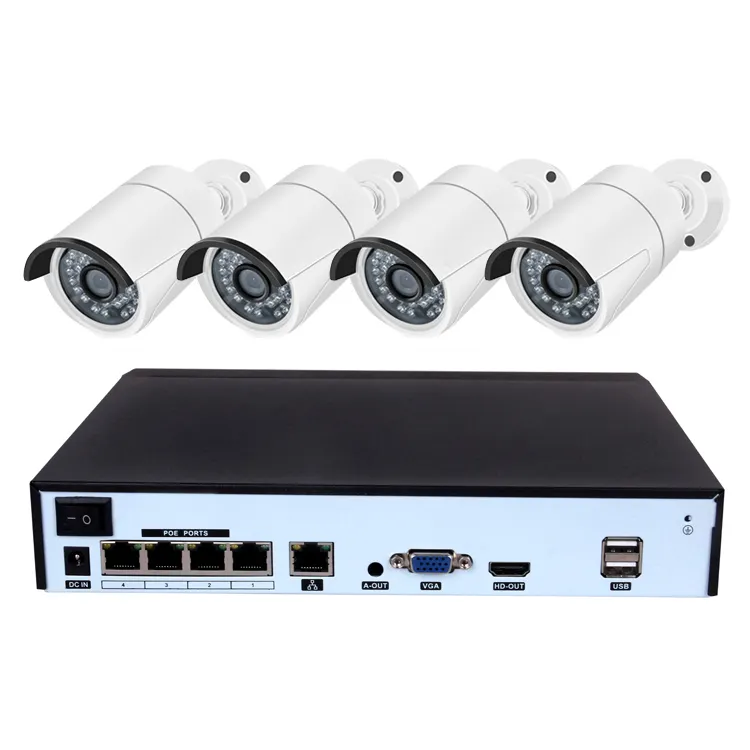 Система видеонаблюдения NVR, IP-камера 5 Мп, 4 канала, POE