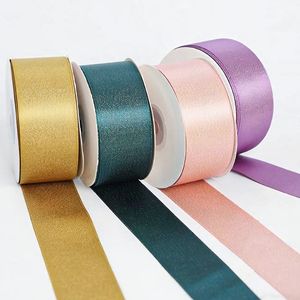 新品人気40mm両面ゴールドキラキラサテンリボン100ヤード/ロール高品質クラフト用品ギフトラッピング - Product Image 4