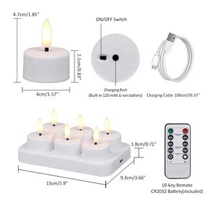 Ensemble de <span class=keywords><strong>d</strong></span>écoration de mariage de 6 bougies LED sans flamme à piles, rechargeables par USB, avec effet de flamme 3D réaliste - Product Image 2